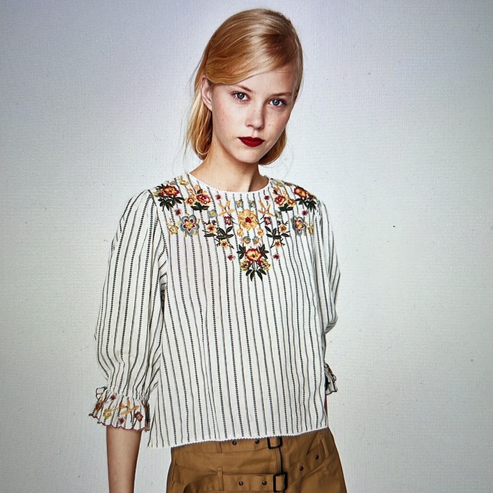 Zara embroidered top
